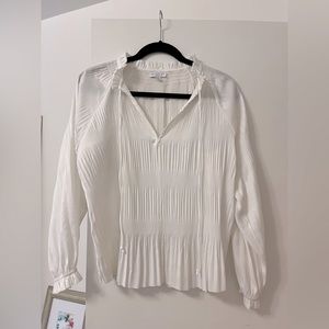 Current Air Los Angeles size medium white silky ruffle pleat shirt! Cute!